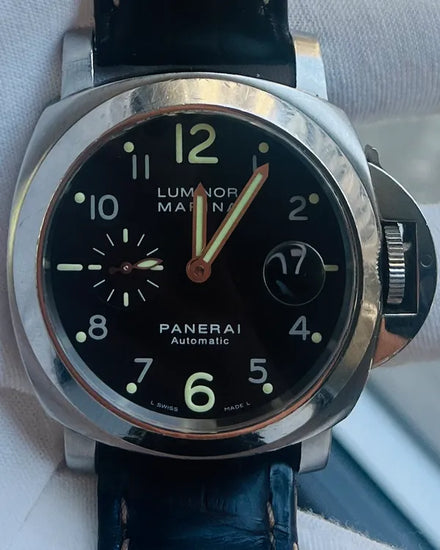 2009 Panerai Luminor Marina 44MM Black Dial Leather Strap (PAM00164)