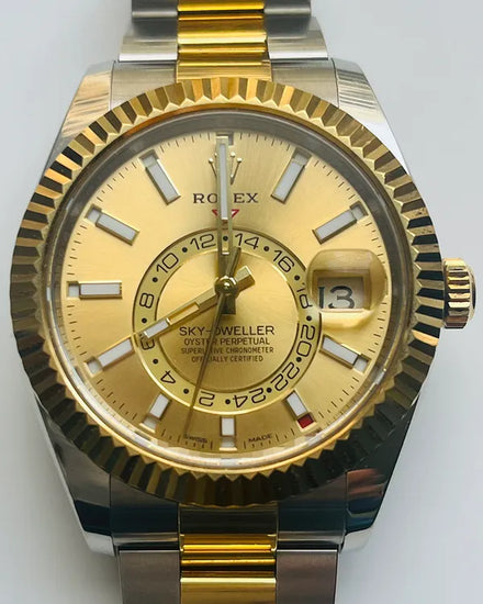 2019 Rolex Sky-Dweller 42MM Champagne Dial Two-Tone Oyster Bracelet (326933)
