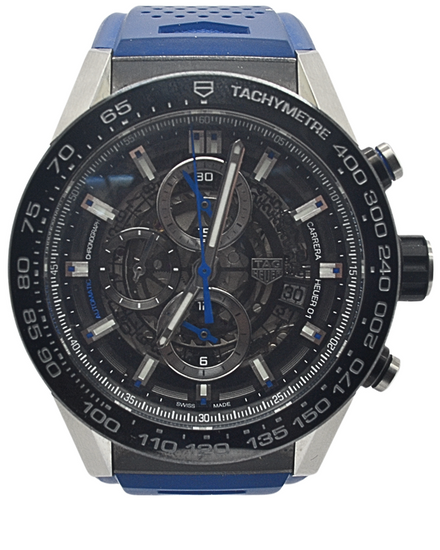TAG Heuer Carrera 45MM Skeleton Dial Rubber Strap (CAR2A1T.FT6052)