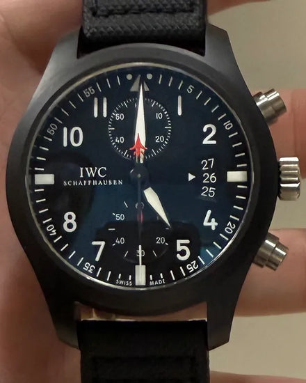 IWC Schaffhausen Pilot Chronograph "Top Gun" 46MM Black Dial Textile Strap (IW388001)