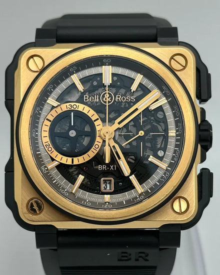 2019 Bell & Ross BR-X1 Rose Gold & Ceramic L.E. 45MM Skeleton Dial Rubber Strap (BRX1-PG-CE)