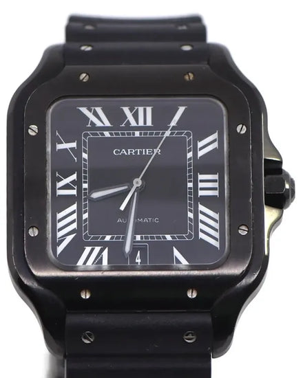 2021 Cartier Santos de Cartier 39.8MM Black Dial Rubber Strap (WSSA0039)