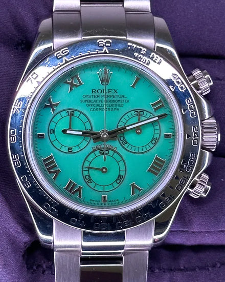 2008 Rolex Cosmograph Daytona 40MM Green "Beach" Dial White Gold Bracelet (116509)