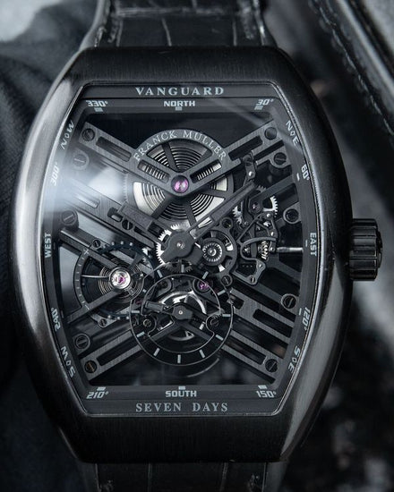 Franck Muller Vanguard V45 44MM Skeleton Dial Leather Strap (V 45 S6 SQT TT NR BR NR)