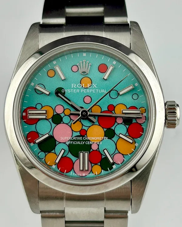 Rolex Oyster Perpetual 31MM Aftermarket Turquoise "Celebration" Dial Oyster Bracelet (77080)