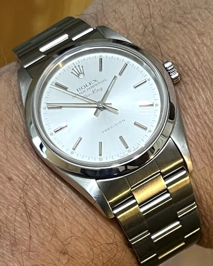 1997 (U Serial) Rolex Air-King 34MM Silver Dial Oyster Bracelet (14000)