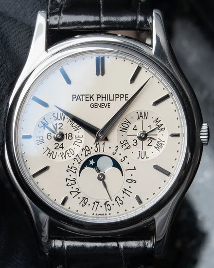 Patek Philippe Perpetual Calendar 37.2MM Ivory Dial Leather Strap (5140G-001)