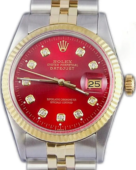 Rolex Datejust 36MM Aftermarket Red Dial Two-Tone Jubilee Bracelet (16013)