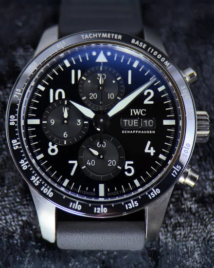 2024 IWC Schaffhausen Pilot Performance Chronograph AMG 41MM Black Dial Rubber Strap (IW388305)