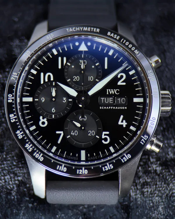 2024 IWC Schaffhausen Pilot Performance Chronograph AMG 41MM Black Dial Rubber Strap (IW388305)