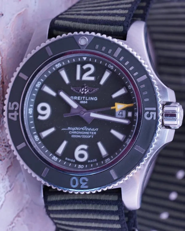 2020 Breitling Superocean "Outerknown" 44MM Green Dial Textile Strap (A17367A11L1W1)
