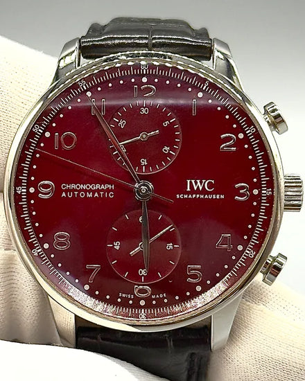 2020 IWC Schaffhausen Portugieser Chronograph 41MM Red Dial Leather Strap (IW371616)