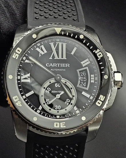 Cartier Calibre de Cartier Diver 42MM Black Dial Rubber Strap (W7100056)