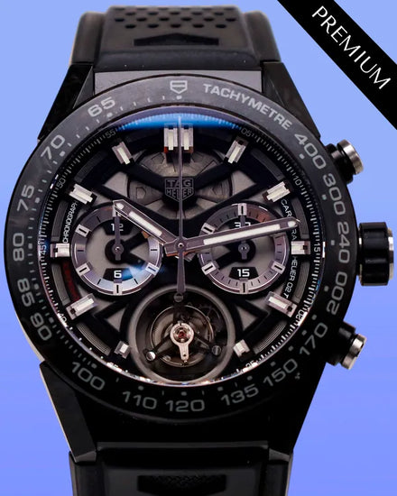 2022 Tag Heuer Carrera Heuer 02 Tourbillon Chronograph 45MM Skeleton Dial Rubber Strap (CAR5A8W.FT6071)