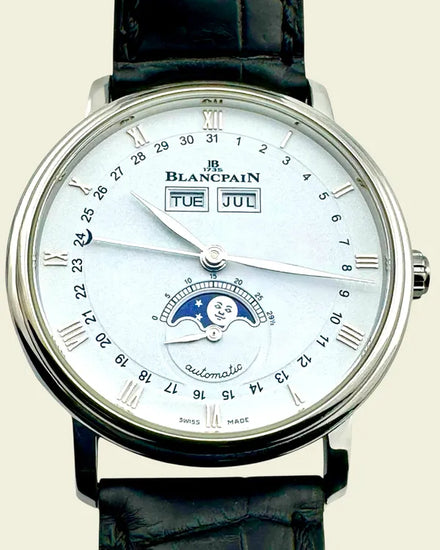 No Reserve - 2020 Blancpain Villeret Quantième Complet 38MM White Dial Leather Strap (6263-1127-55B)