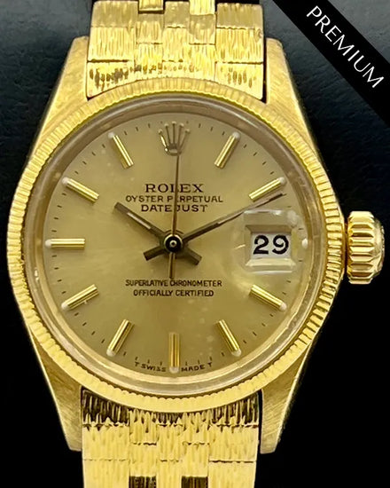 Rolex Datejust 25MM Champagne Dial Yellow Gold "Brick" Bracelet (6521)