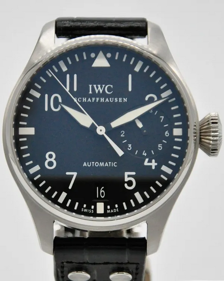 IWC Schaffhausen Pilot Big 7 Days 46MM Black Dial Leather Strap (IW500901)