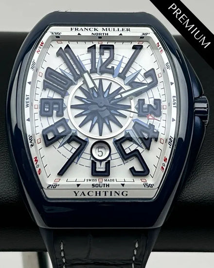 Franck Muller Vanguard Yachting 45MM White Dial Leather Strap (V45 SC DT YACHT CR BL MC CR)