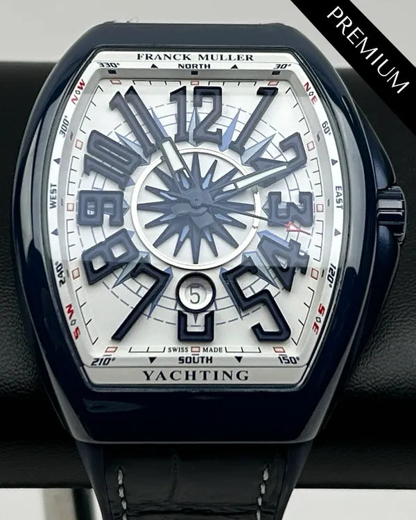 Franck Muller Vanguard Yachting 45MM White Dial Leather Strap (V45 SC DT YACHT CR BL MC CR)