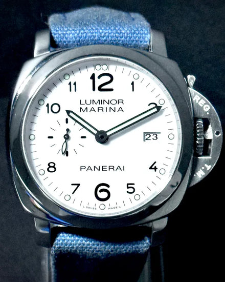 2015 Panerai Luminor Marina 1950 3 Days 44MM White Dial Textile Strap (PAM00499)