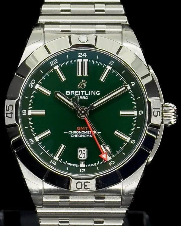 2025 Breitling Chronomat GMT 40MM Green Dial Steel Bracelet (A32398)