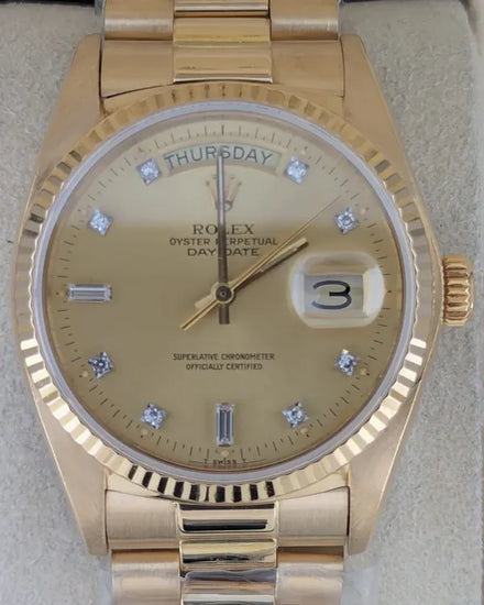 1979 (5.8 Mill. Serial) Rolex Day-Date 36MM Champagne Dial Yellow Gold President Bracelet (18038)