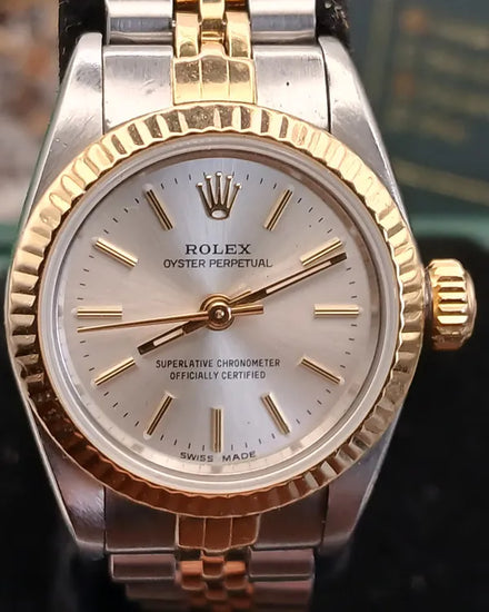 1991 (X Serial) Rolex Oyster Perpetual 26MM Silver Dial Two-Tone Jubilee Bracelet (67193)