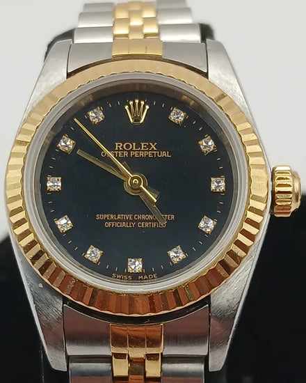 Rolex Oyster Perpetual 26MM Black Dial Two-Tone Jubilee Bracelet (76193)