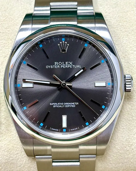 Rolex Oyster Perpetual 39MM Rhodium Dial Oyster Bracelet (114300)