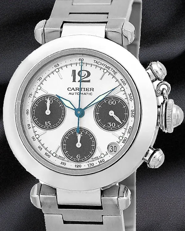 Cartier Pasha De Cartier 35MM Silver Dial Steel Bracelet (W31048M7)