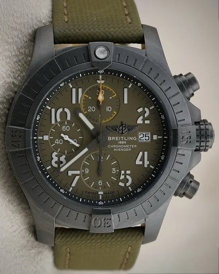 Breitling Avenger Night Mission 45MM Green Dial Textile Strap (V13317101L1X1)