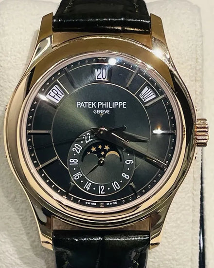 2022 Patek Philippe Annual Calendar 40MM Green Dial Leather Strap (5205R-011)