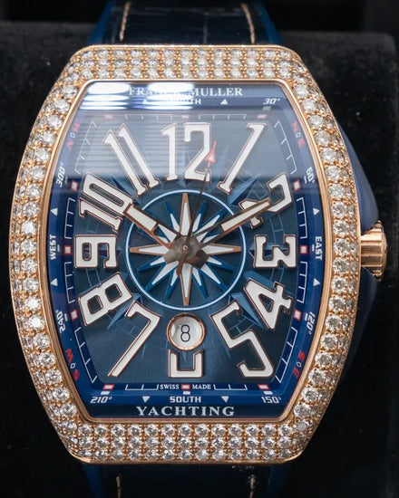2021 Franck Muller Vanguard Yachting 44MM Blue Dial Leather Strap (V45 SCDT D)