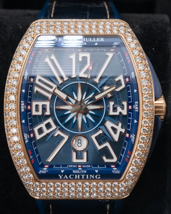 2021 Franck Muller Vanguard Yachting 44MM Blue Dial Leather Strap (V45 SCDT D)