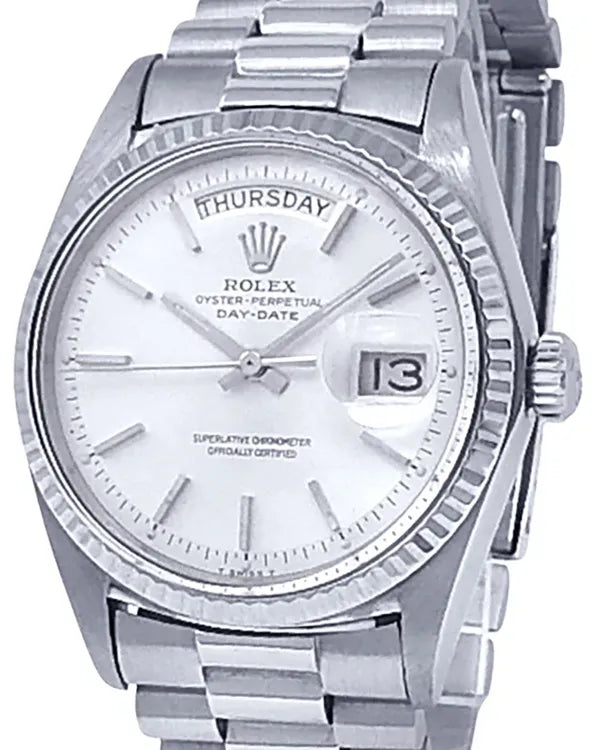 Rolex Day-Date 36MM Silver Dial White Gold President Bracelet (1803)