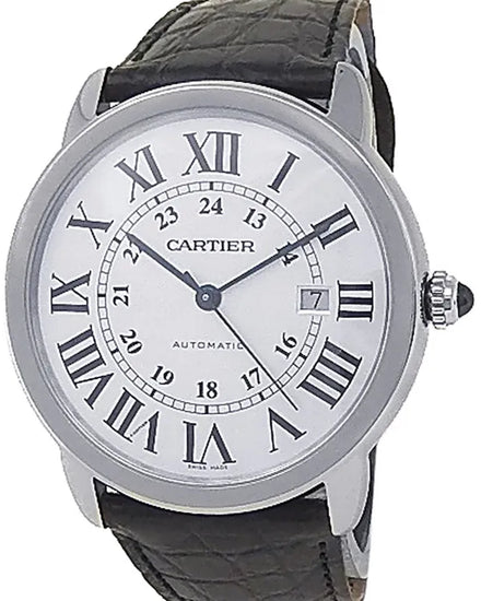 Cartier Ronde De Cartier Solo 42MM Silver Dial Leather Strap (W6701010)