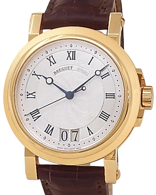 Breguet Marine Big Date 39MM Silver Dial Leather Strap (5817BA/12/9V8)