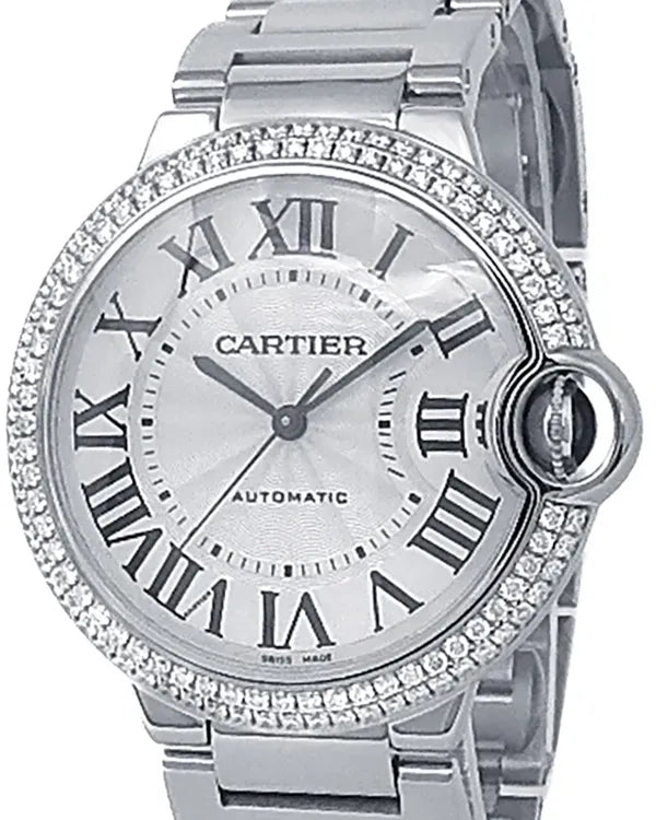 Cartier Ballon Bleu 36MM Silver Dial White Gold Bracelet (WE9006Z3)