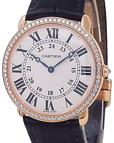 2015 Cartier Ronde De Cartier 36MM Silver Dial Leather Strap (WR000651)