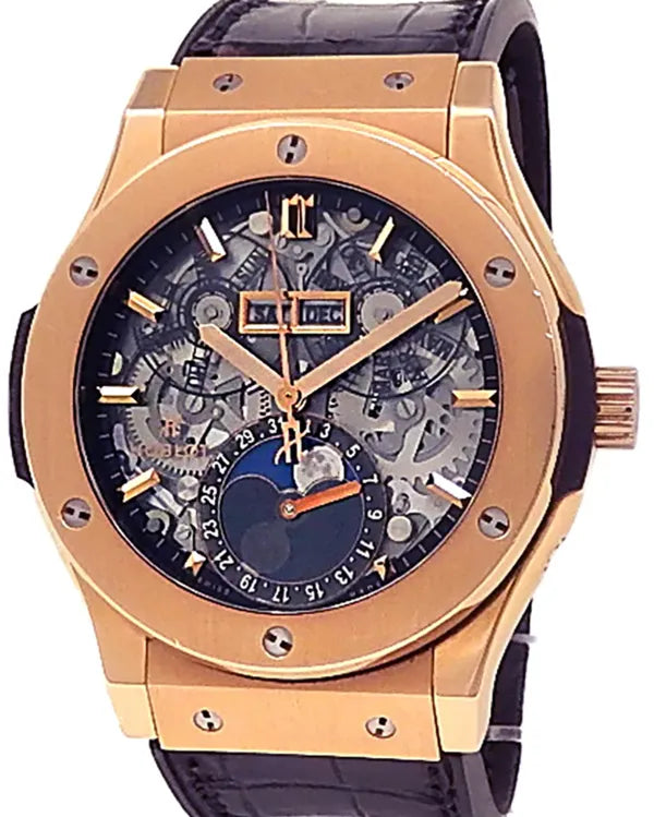 2018 Hublot Classic Fusion Aerofusion 45MM Skeleton Dial Leather Strap (517.OX.0180.LR)