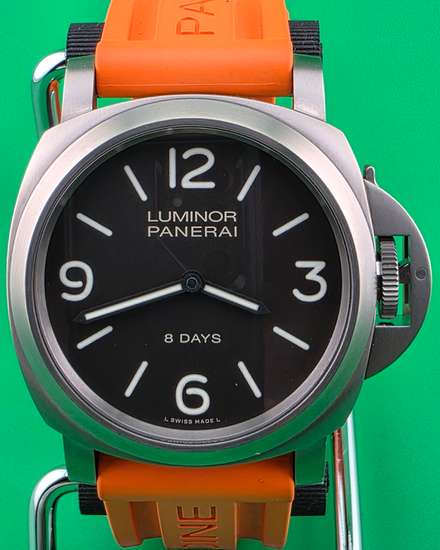 Panerai Luminor Base 8 Days 44MM Black Dial Rubber Strap (PAM00562)
