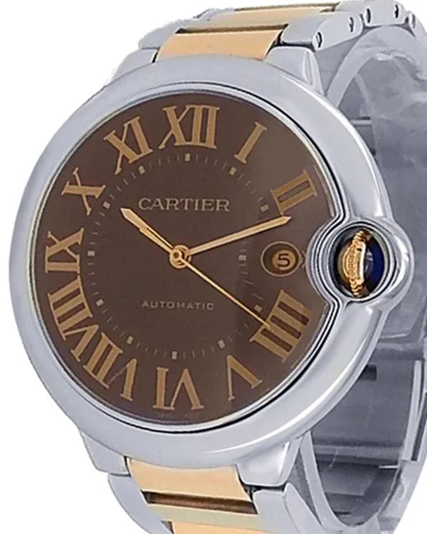 Cartier Ballon Bleu 42MM Chocolate Dial Two-Tone Bracelet (W6920032)