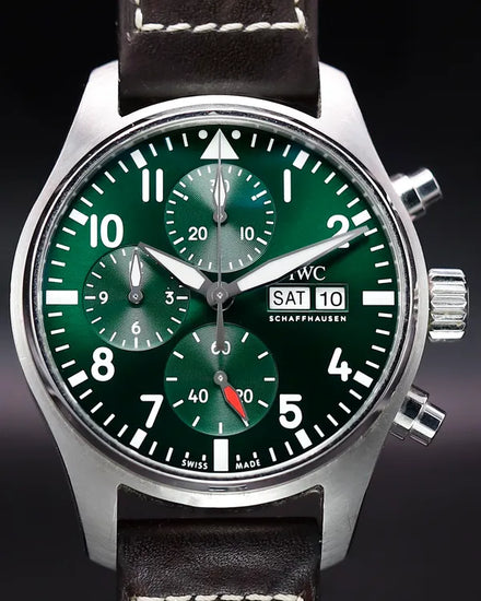 2021 IWC Schaffhausen Pilot 41MM Green Dial Leather Strap (IW388103)