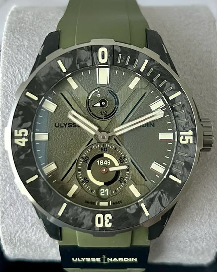 2024 Ulysse Nardin Diver Net OPS 44MM Green Dial Rubber Strap (1183-170-8A/3A)