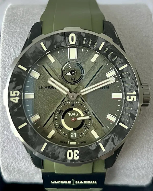 2024 Ulysse Nardin Diver Net OPS 44MM Green Dial Rubber Strap (1183-170-8A/3A)