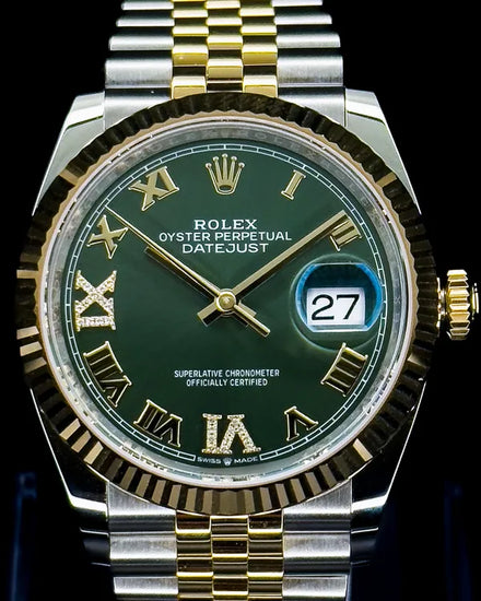 2025 Rolex Datejust 36MM Green Dial Two-Tone Jubilee Bracelet (126233)