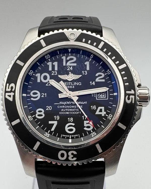 2015 Breitling Superocean II 44MM Black Dial Rubber Strap (A17392D7/BD68)