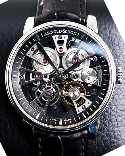 Arnold & Son Nebula 41.5MM Skeleton Dial Leather Strap (1NEAS.B03A.C169S)