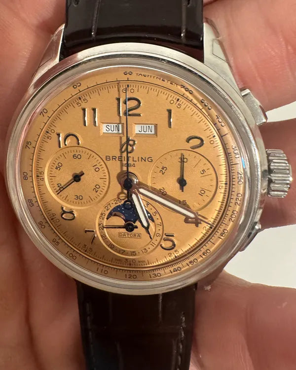 2023 Breitling Premier B25 Datora 42MM Salmon Dial Leather Strap (AB2510)