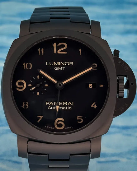 2019 Panerai Luminor 1950 3 Days GMT 44MM Black Dial Ceramic Bracelet (PAM01438)